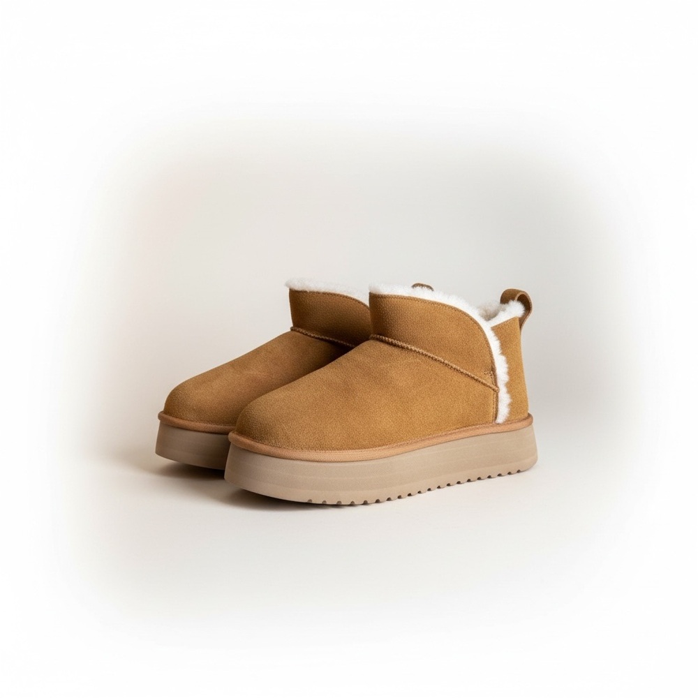 Koolaburra Brown Ankle Boots with Cream Accents